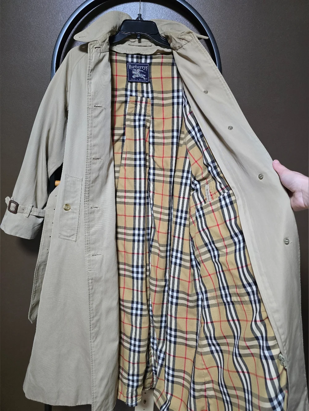 Vintage Burberry Beige Trench Coat with Nova Check Lining - Picture 3 of 10